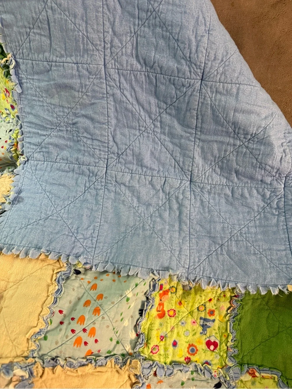 Rag Quilt crib blanket baby animals #OSB